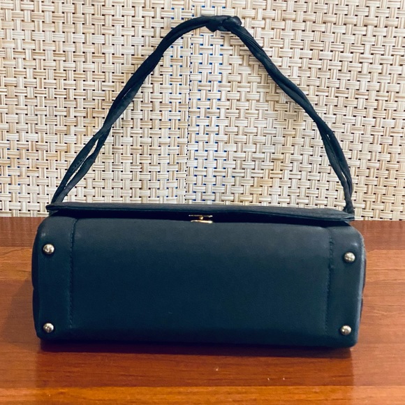 🌟HP🌟VTG 1950s Black Silk Knotted Strap Box Bag - Picture 10 of 13